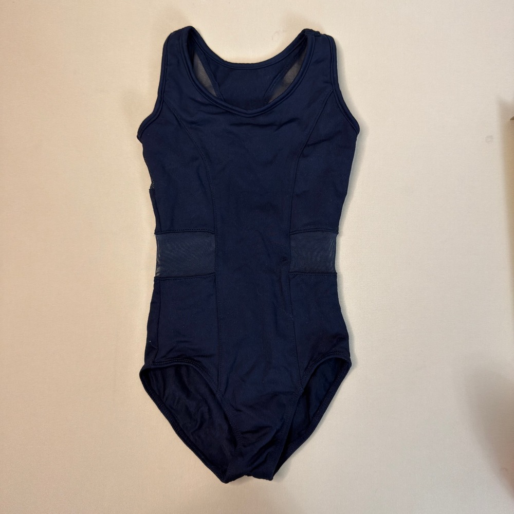 So Danca Kids Navy Blue Mesh Panel Racerback Dance Leotard Size M1